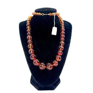 Necklace Saks Fifth Avenue Acrylic Beaded Art Deco Bead Graduated Marbleized B#8